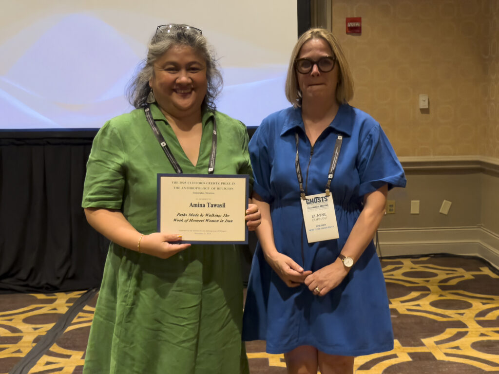 Amina Tawasil receives a Geertz Prize honorable mention at the 2025 AAA meeting.
